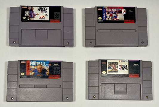 Super Nintendo SNES Bundle Lot Of 4 Sports Games NBA, Madden, Hockey. All Tested