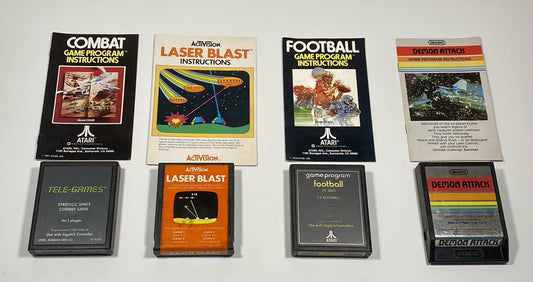 Atari 2600 Game Lot Of 4 Video Game Carts & Manuals, Retro Classic Bundle Tested