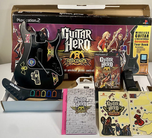 PS2 Kramer Guitar Hero Aerosmith Edition Box Limited Book, Guitar, Game & More