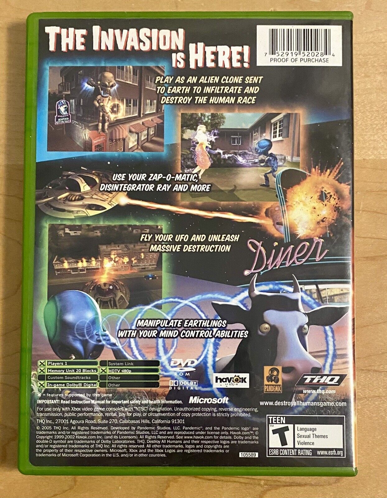 Destroy All Humans! (Microsoft Xbox, 2005) No Manual, Authentic & Tested