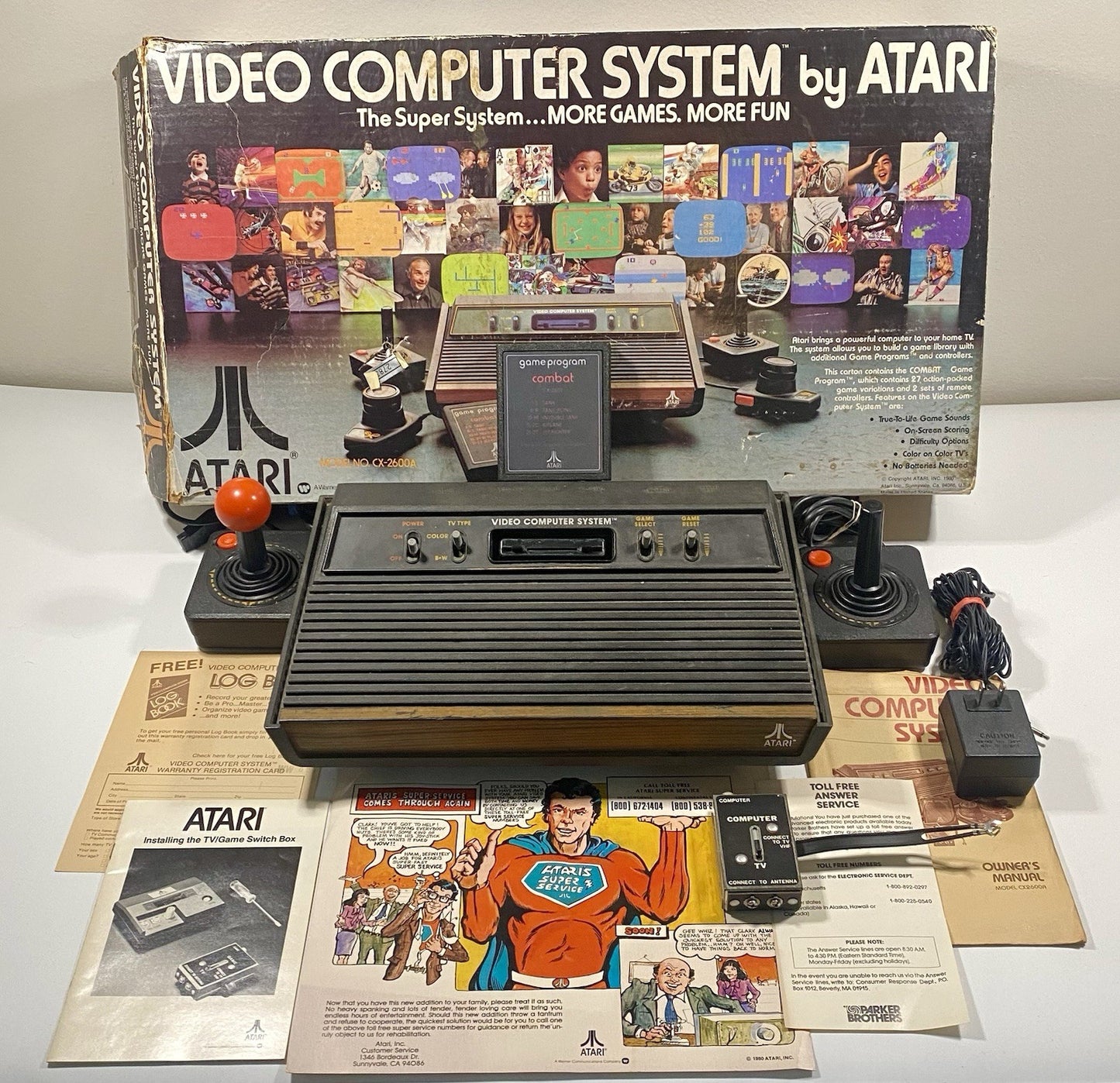 Atari 2600 Console CIB W/ Joysticks, Paddles, Manual, Combat Game & More! Tested