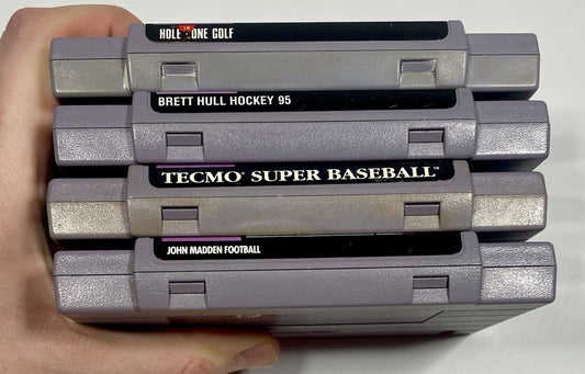 Super Nintendo SNES Bundle Lot Of 4 Sports Games Baseball, Madden, Hockey, Golf