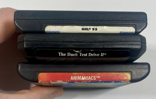 Sega Genesis 3 Game Lot Bundle Animaniacs, NHL 95, The Duel Test Drive II, Works