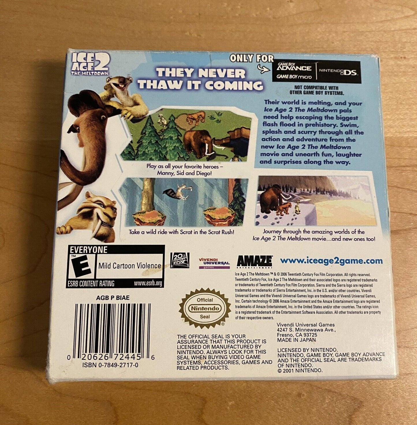 Ice Age 2: The Meltdown (Nintendo Game Boy Advance GBA, 2006) CIB W/ Manual