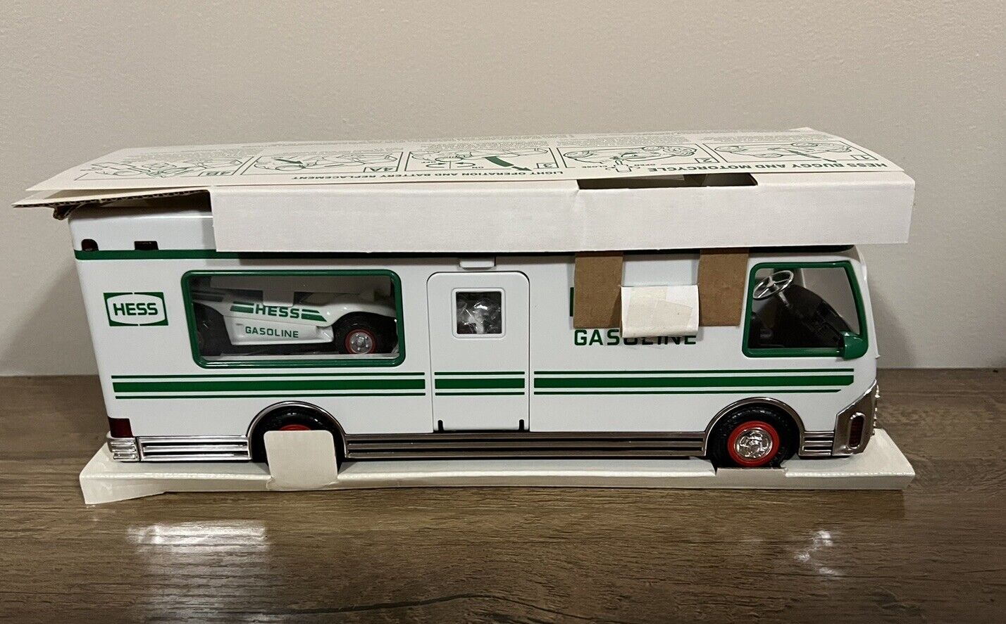 1998 HESS RECREATION VAN with DUNE BUGGY and MOTORCYCLE ….NIB MINT