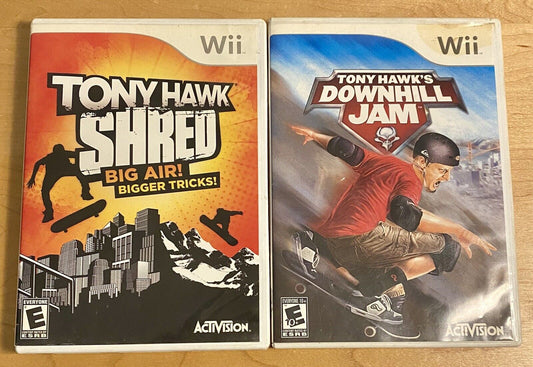 Tony Hawk's Downhill Jam & Tony Hawk Shred Bundle (Nintendo Wii) Tested & Works