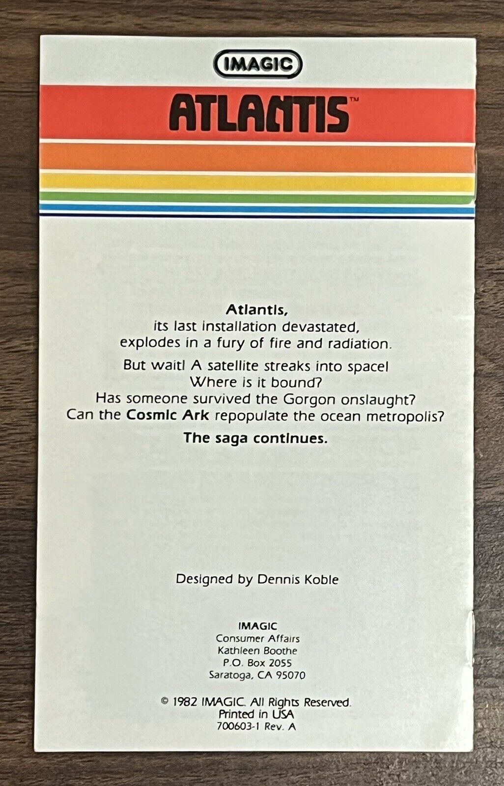 Atlantis ATARI 2600 Video Game Cartridge & Manual 1982 Tested & Works!