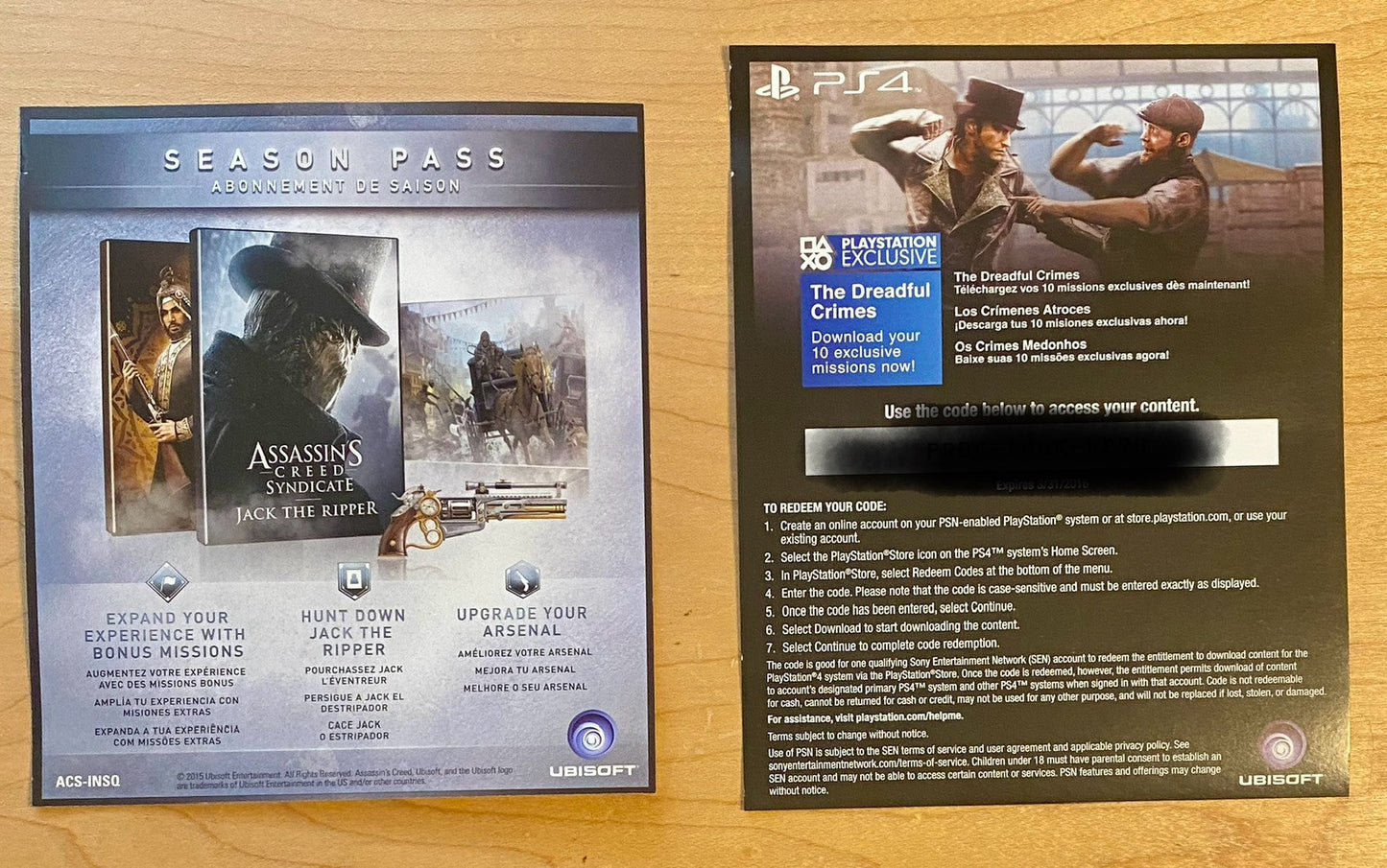 Assassins Creed Unity & Syndicate PS4 Bundle (PlayStation 4) Both CIB W/ Inserts