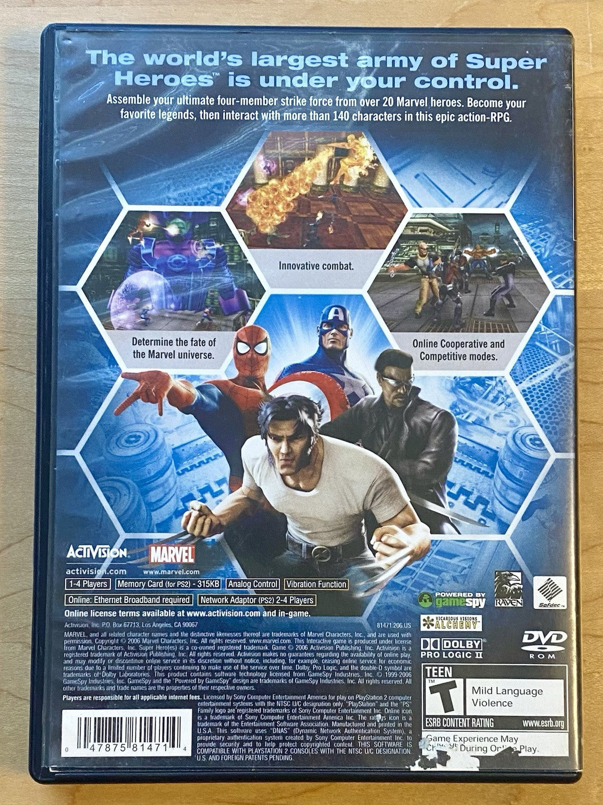 Marvel Ultimate Alliance (Sony PlayStation 2, 2006) PS2 Black Label, Tested