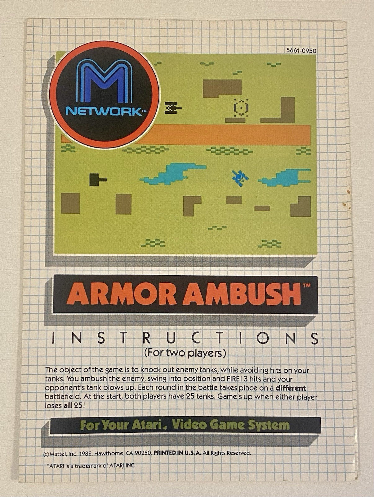 Armor Ambush (Atari 2600, 1982) Authentic Cart & Manual, Tested & Working