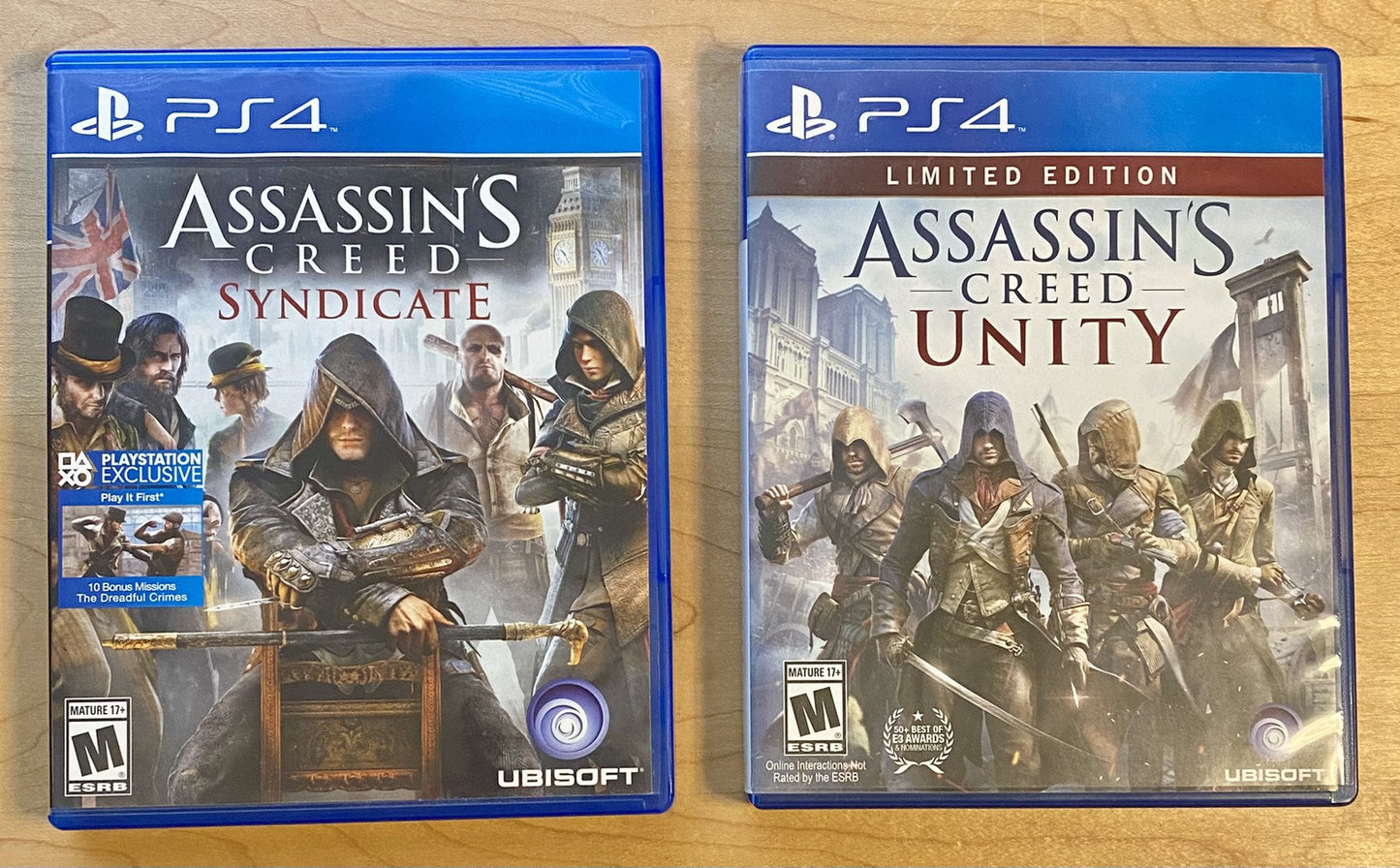 Assassins Creed Unity & Syndicate PS4 Bundle (PlayStation 4) Both CIB W/ Inserts
