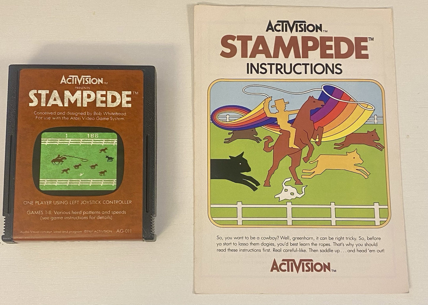 Stampede (Atari 2600, 1981) Authentic Cart & Manual, Tested & Working