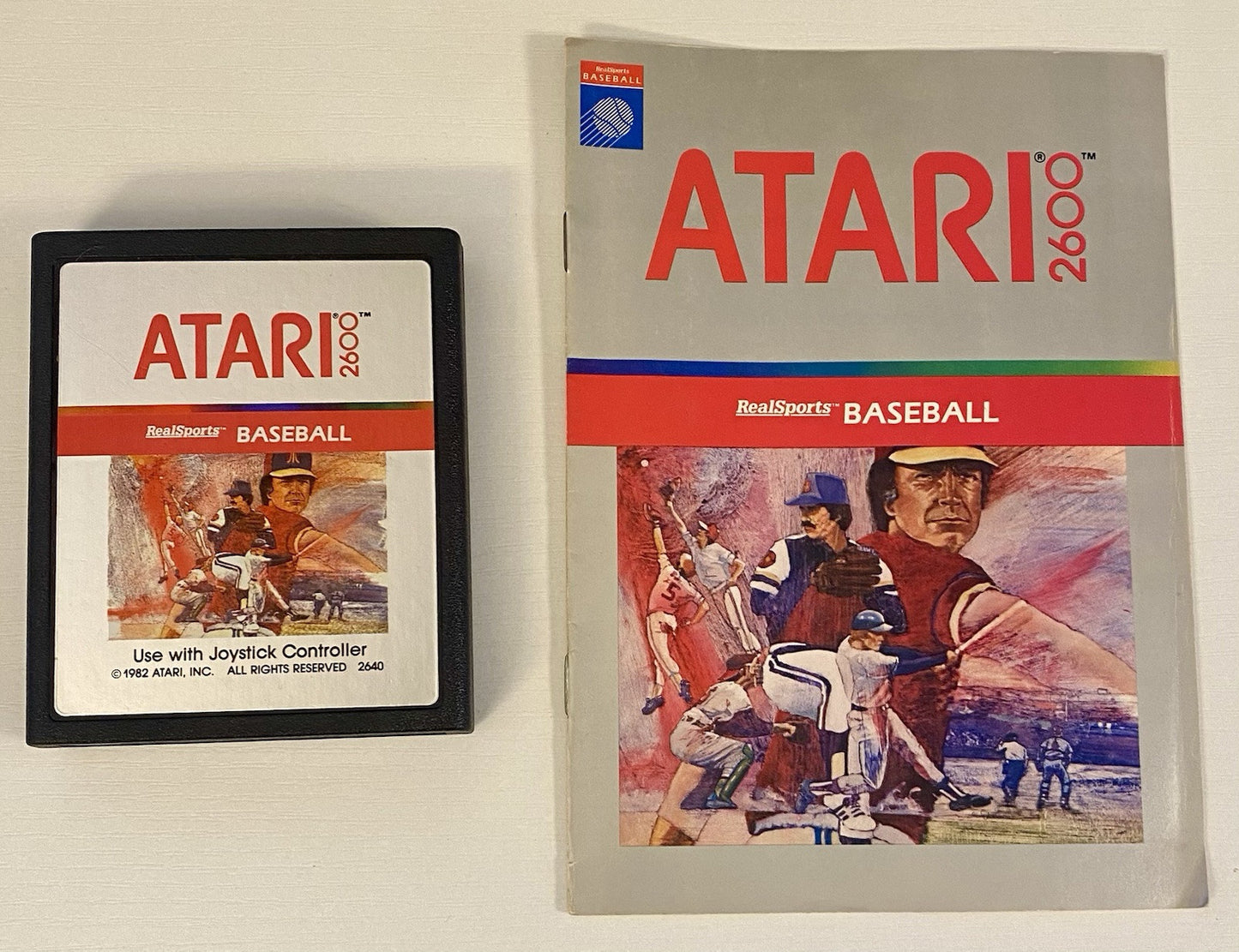 Real Sports Baseball (Atari 2600, 1988) Silver Label Cart And Manual, Tested