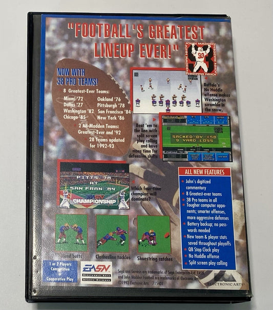 John Madden Football '93 (Sega Genesis) CIB Limited Edition w/ Manual & Poster