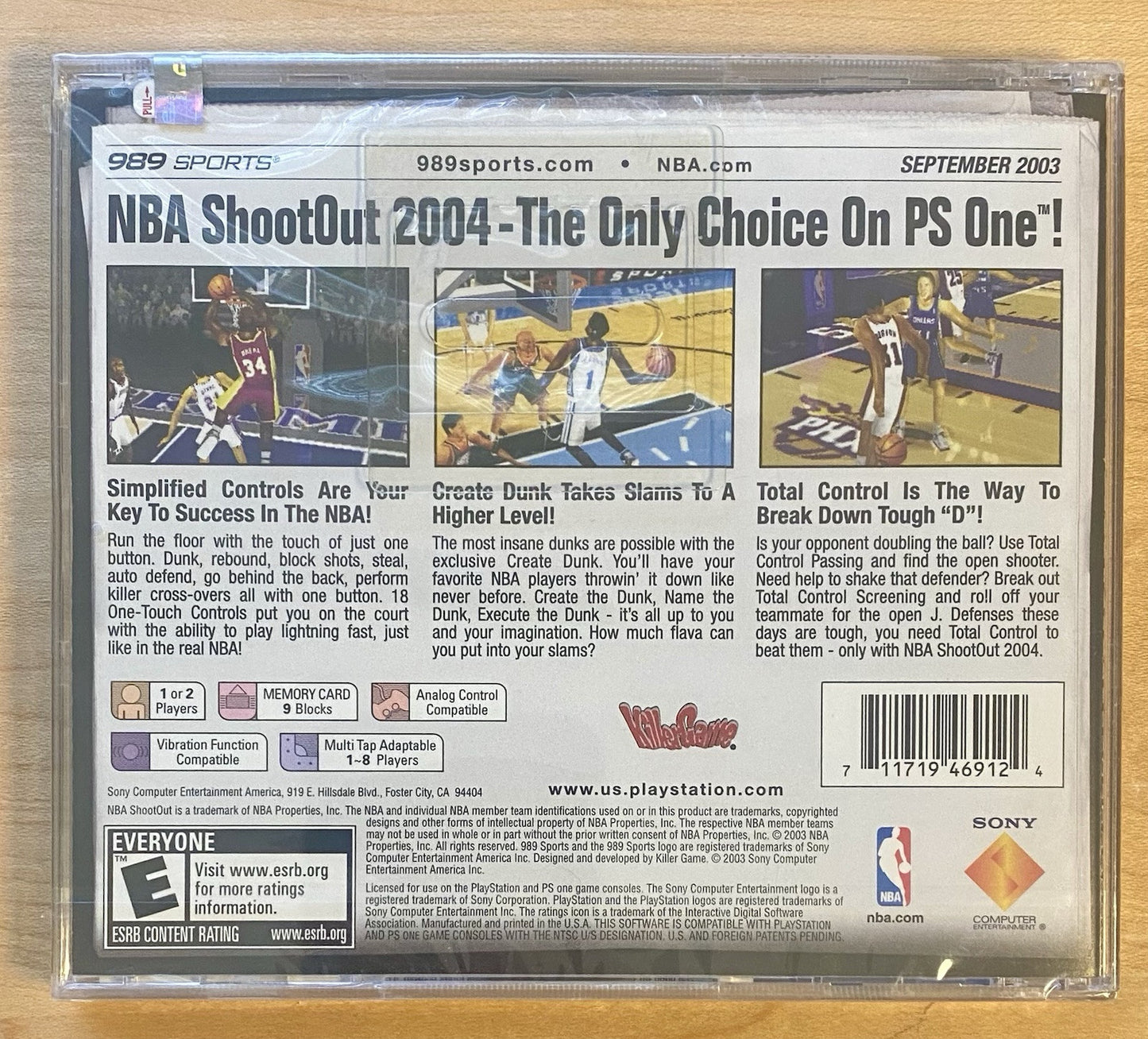 NBA ShootOut 2004 (Sony PlayStation 1, 2003) PS1 Brand New & Factory Sealed
