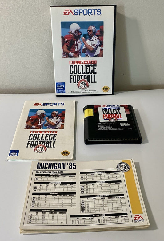 Bill Walsh College Football (Sega Genesis) CIB W/ Manual & Stat Cards, Tested