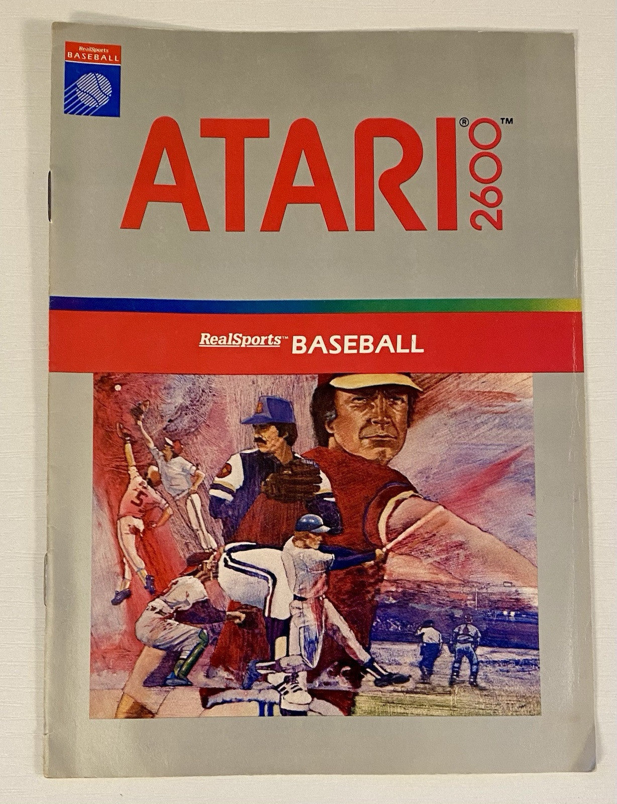 Real Sports Baseball (Atari 2600, 1988) Silver Label Cart And Manual, Tested