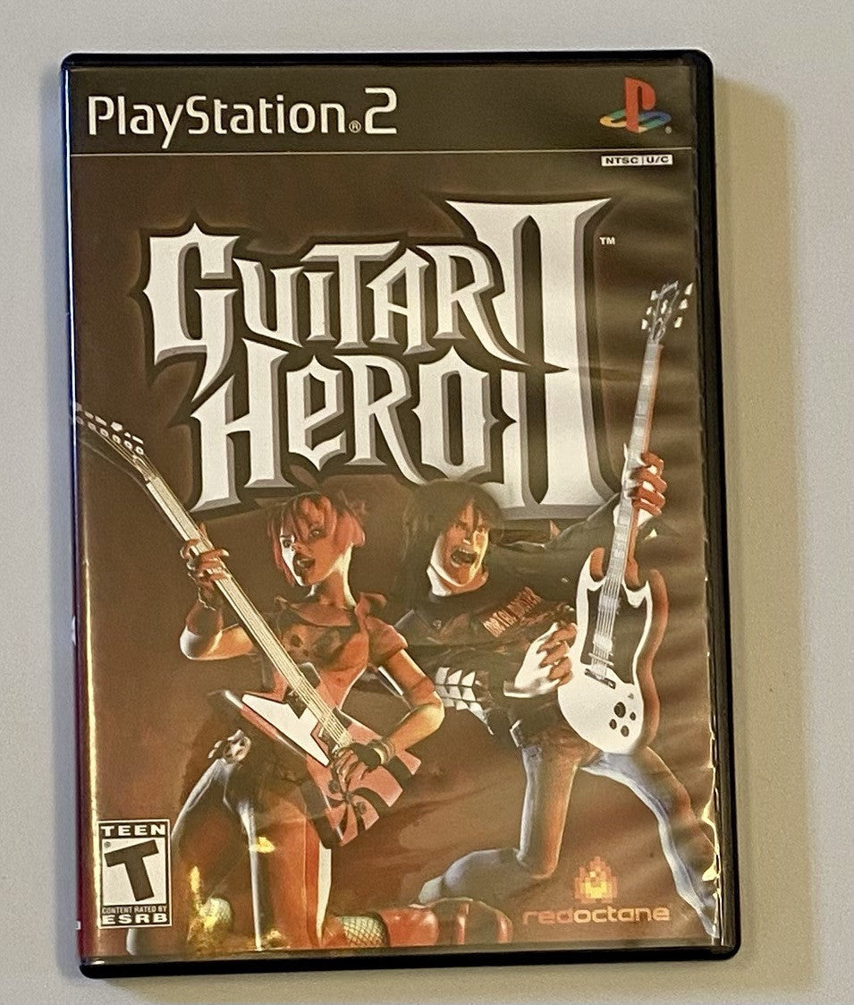 Guitar Hero 2 (PlayStation 2) PS2 Game, Guitar, Some Stickers, No Strap. Tested