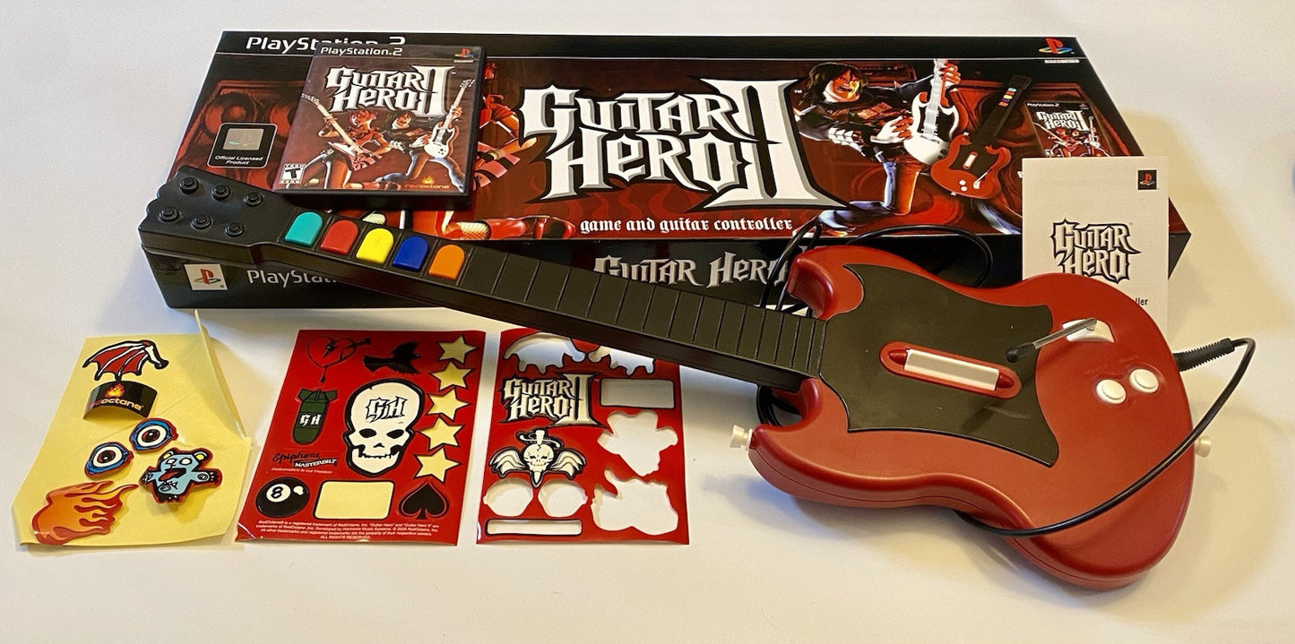 Guitar Hero 2 (PlayStation 2) PS2 Game, Guitar, Some Stickers, No Strap. Tested