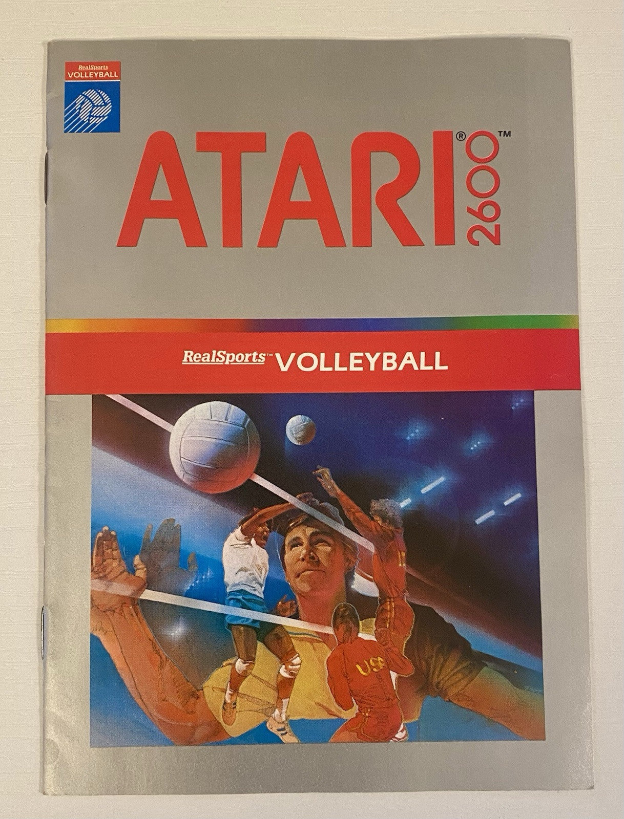 Real Sports Volleyball (Atari 2600, 1982) Silver Label Cart And Manual, Tested