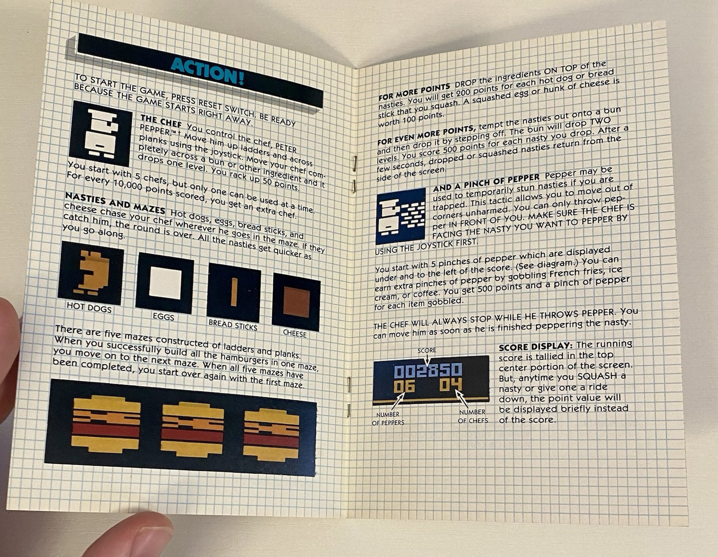 Burger Time (Atari 2600, 1982) Cartridge With Manual, Tested And Working