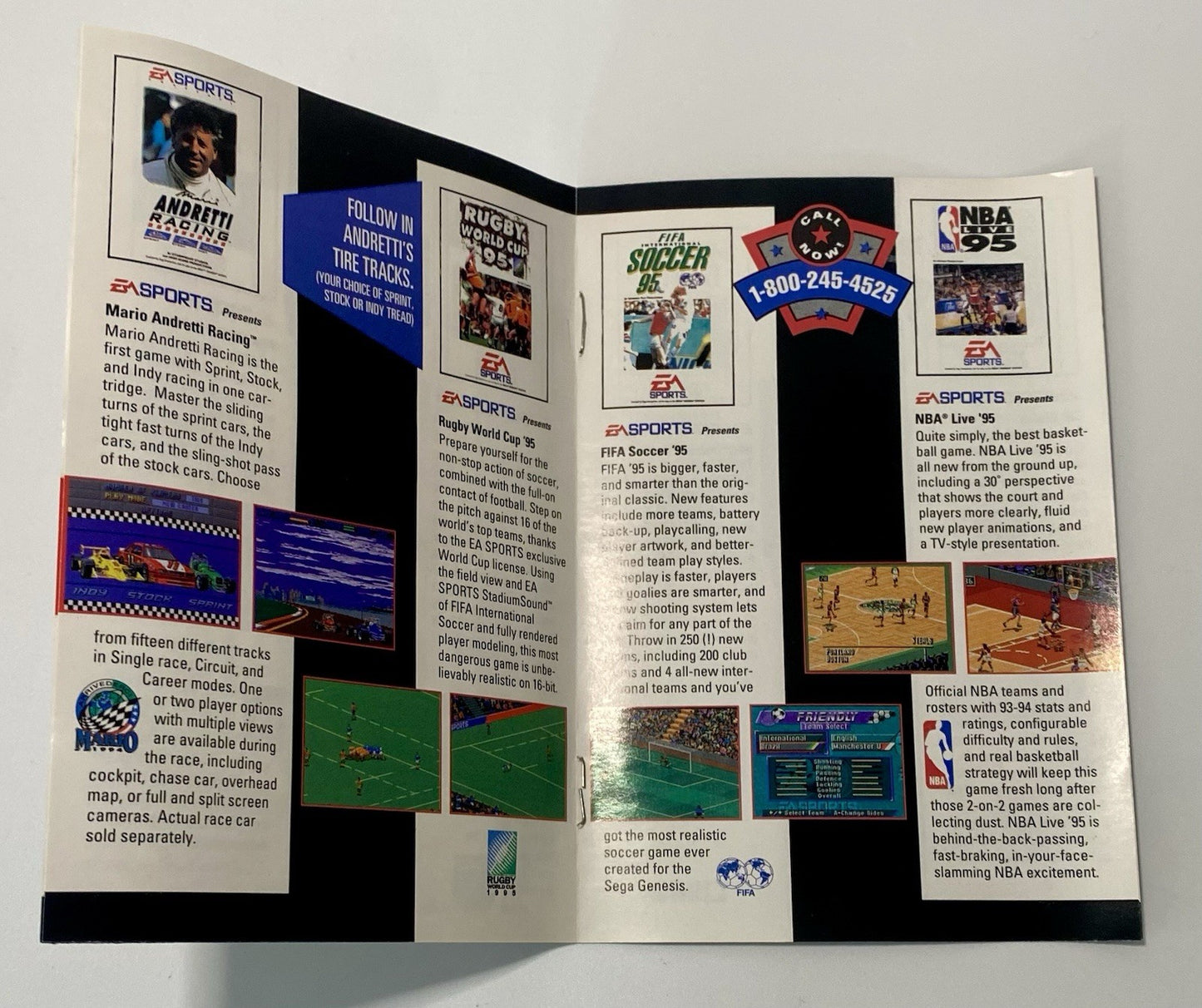 NHL 95 (Sega Genesis, 1994) C8b W/ Manual, Insert & Poster. Tested & Working