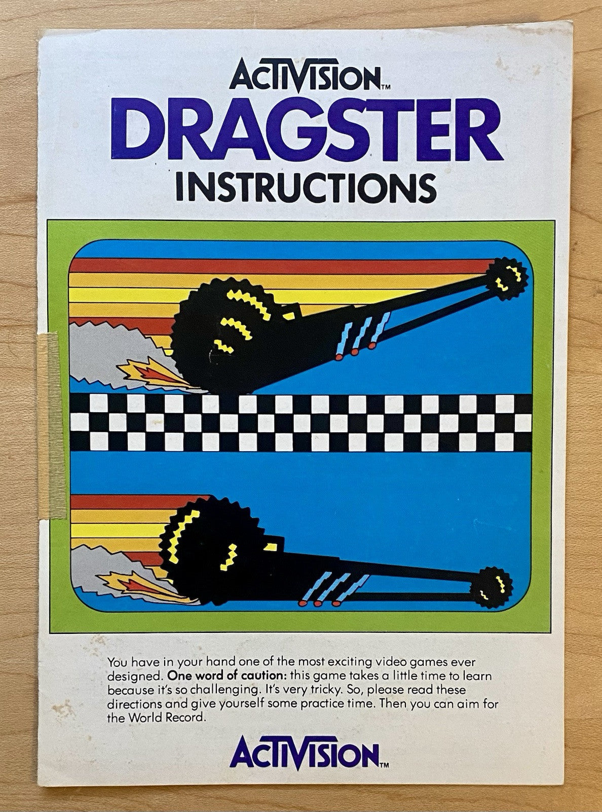 Dragster (Atari 2600, 1980) Cartridge And Manual, Authentic, Tested & Working