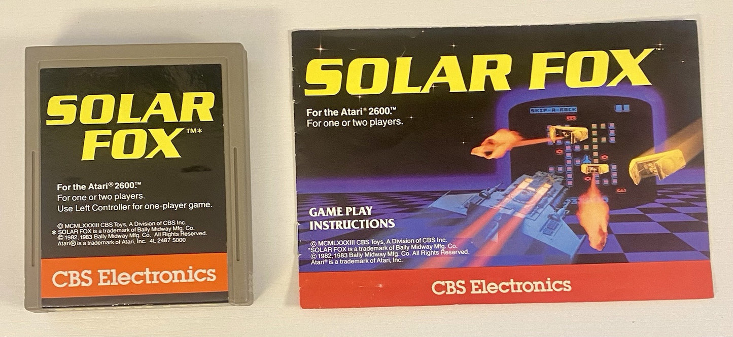 Solar Fox (Atari 2600, 1982) Authentic Cart And Manual, Tested & Working