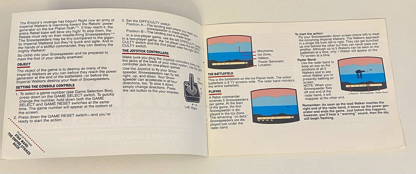Star Wars: The Empire Strikes Back (Atari 2600, 1982) Cartridge & Manual Tested