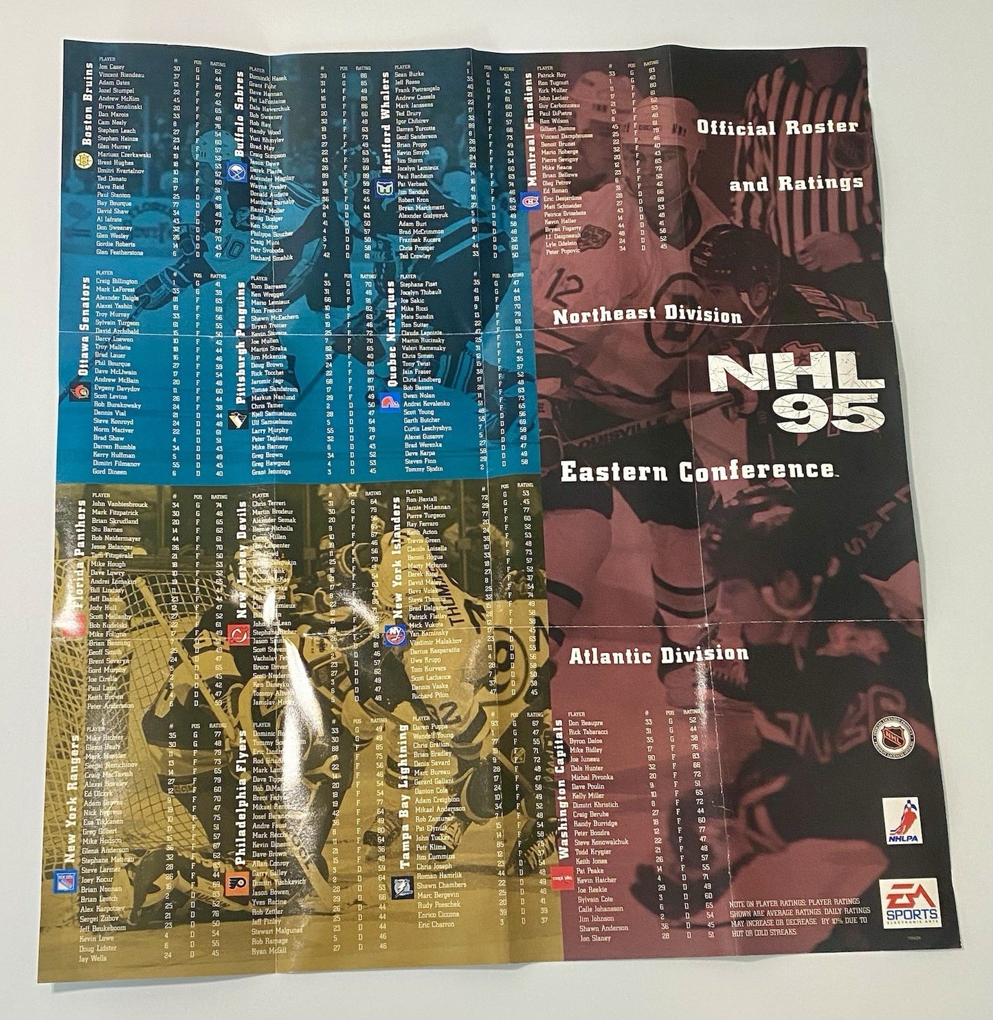NHL 95 (Sega Genesis, 1994) C8b W/ Manual, Insert & Poster. Tested & Working