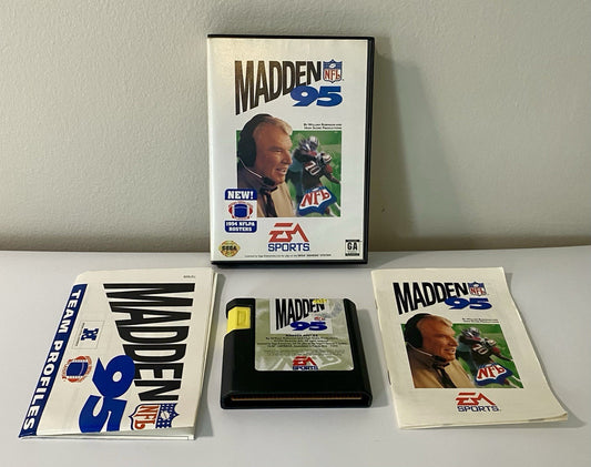Madden NFL 95 (Sega Genesis, 1994) CIB W/ Manual & Poster. Tested & Working