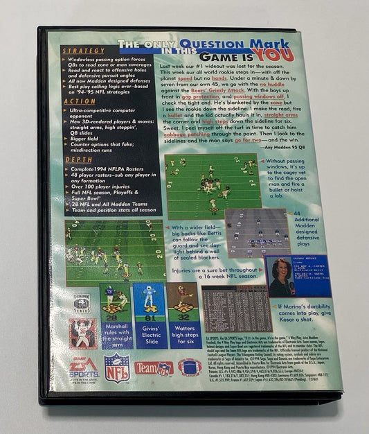 Madden NFL 95 (Sega Genesis, 1994) CIB W/ Manual & Poster. Tested & Working
