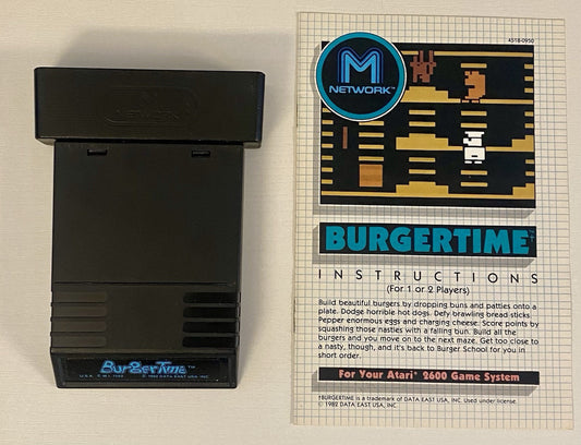Burger Time (Atari 2600, 1982) Cartridge With Manual, Tested And Working
