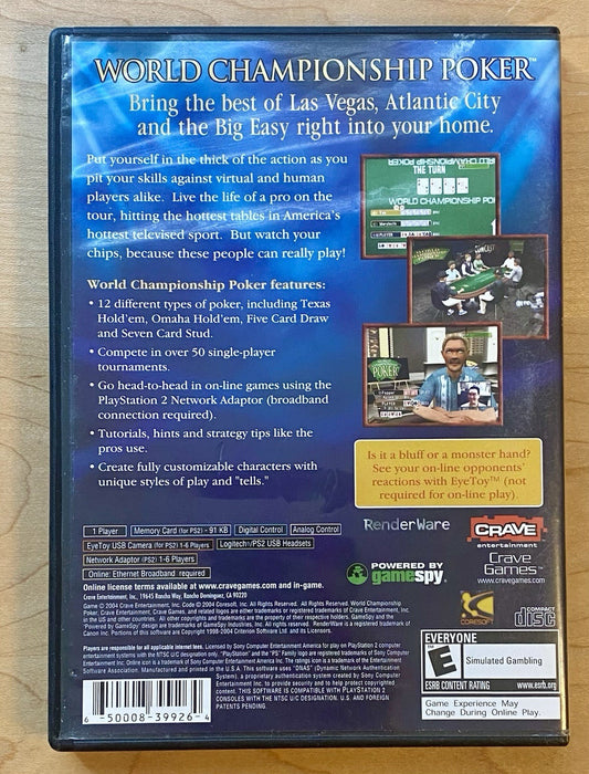 World Championship Poker 1 & 2 PS2 Bundle (PlayStation 2) Both CIB & Tested