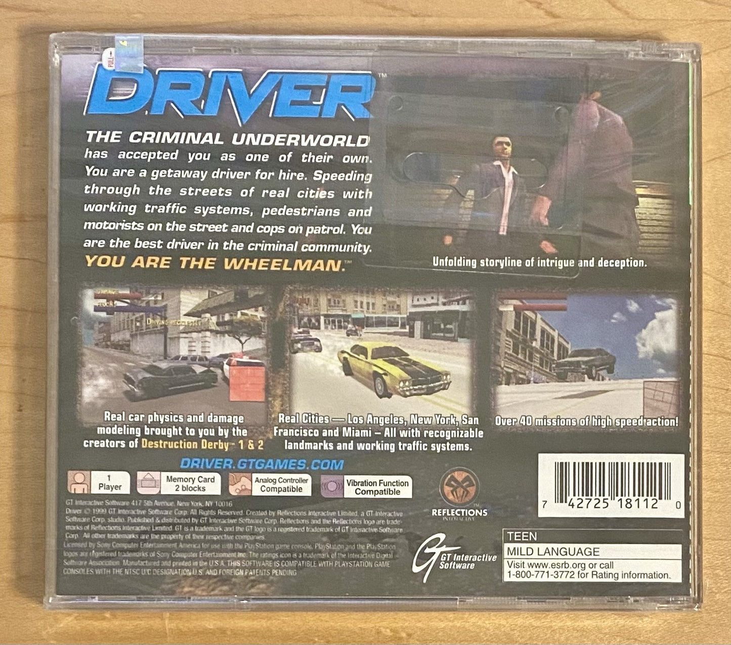 Driver (Sony PlayStation 1, 1999) PS1 Brand New & Factory Sealed W/ Hang Tab