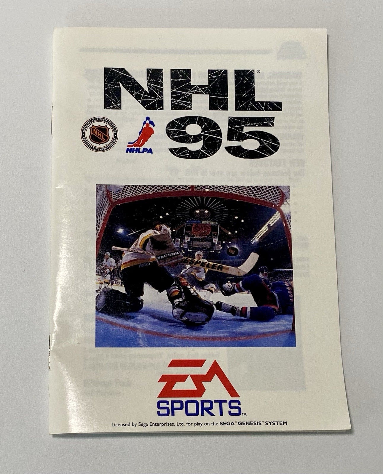 NHL 95 (Sega Genesis, 1994) C8b W/ Manual, Insert & Poster. Tested & Working