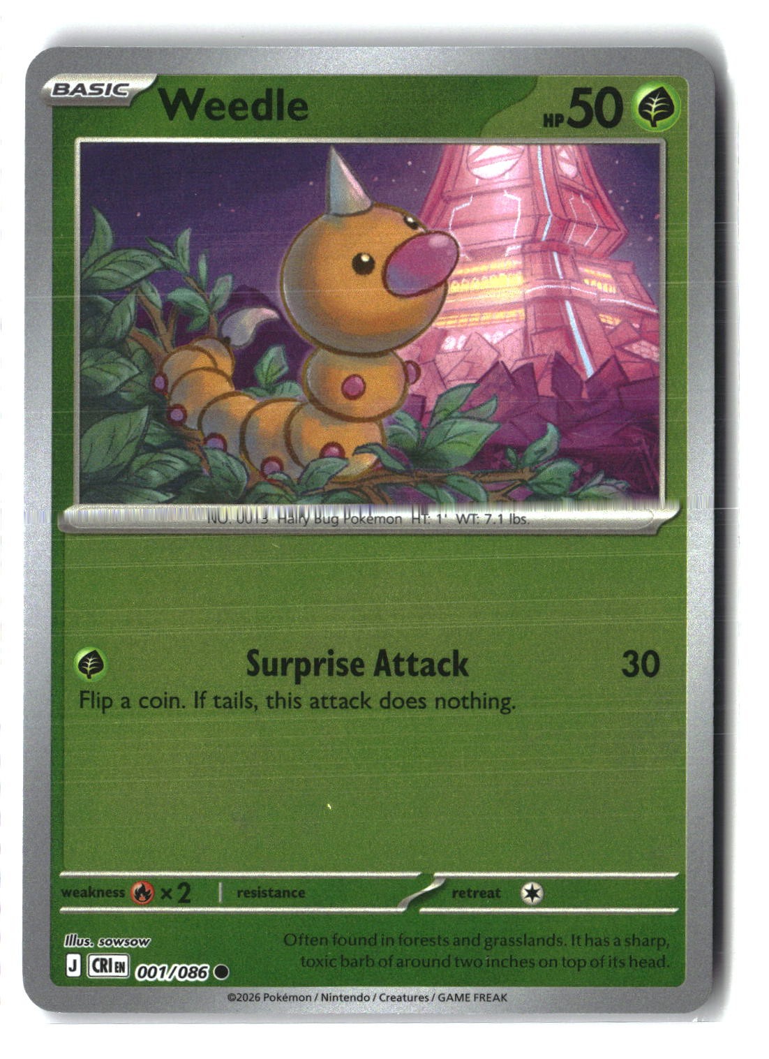 Weedle Reverse Holofoil NM (Chaos Rising 001/086)
