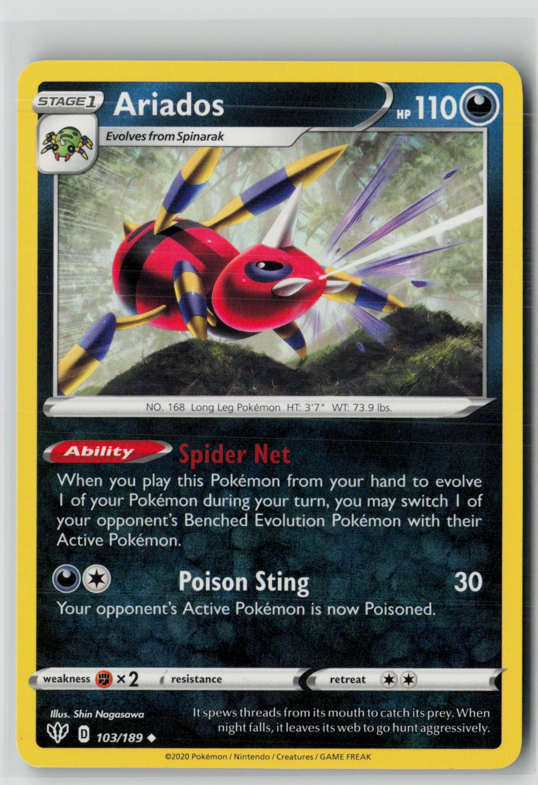 Ariados (SWSH03: Darkness Ablaze 103/189) NM