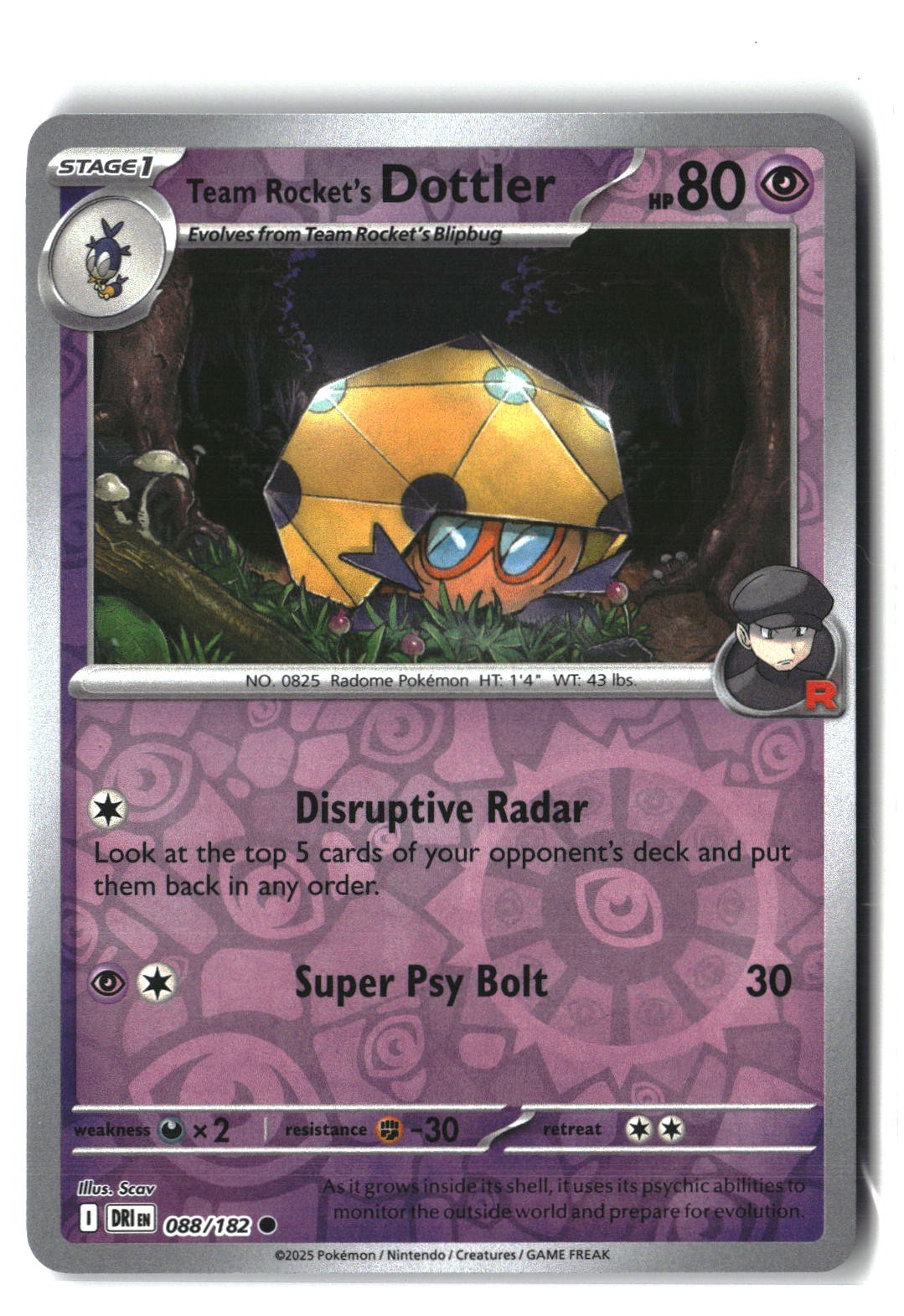 Team Rocket's Dottler Reverse Holofoil NM (Destined Rivals 088/182)