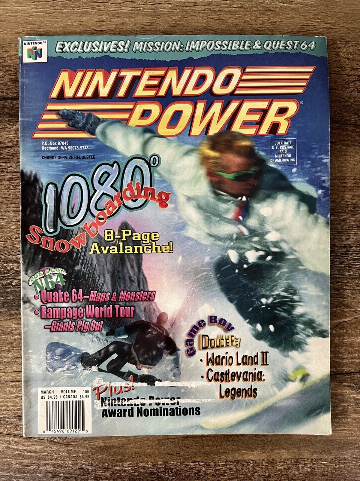 Nintendo Power Vol #106 *1080 SNOWBOARDING* W/ Forsaken Poster & Inserts 1998