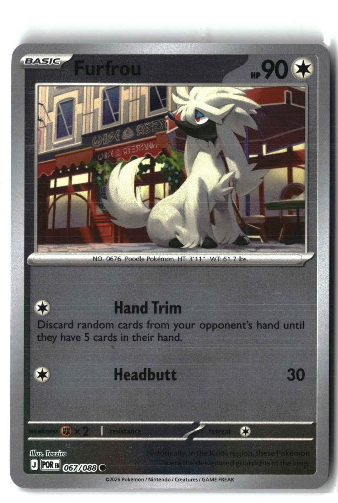 Furfrou Reverse Holofoil NM (Perfect Order 067/088)