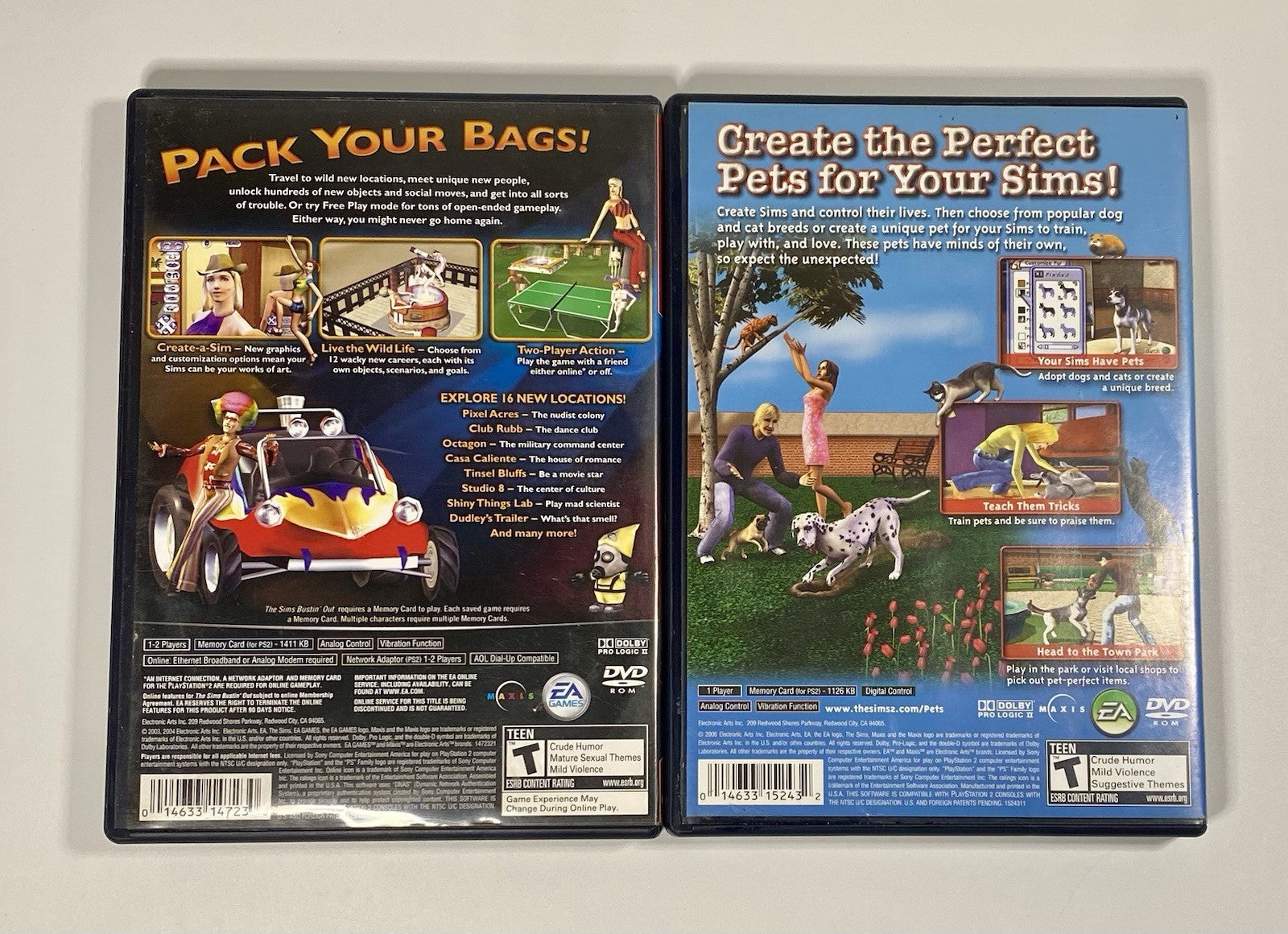 The Sims Bundle: Busting’ Out & Sims 2 Pets (Sony Playstation 2) Both CIB & Work