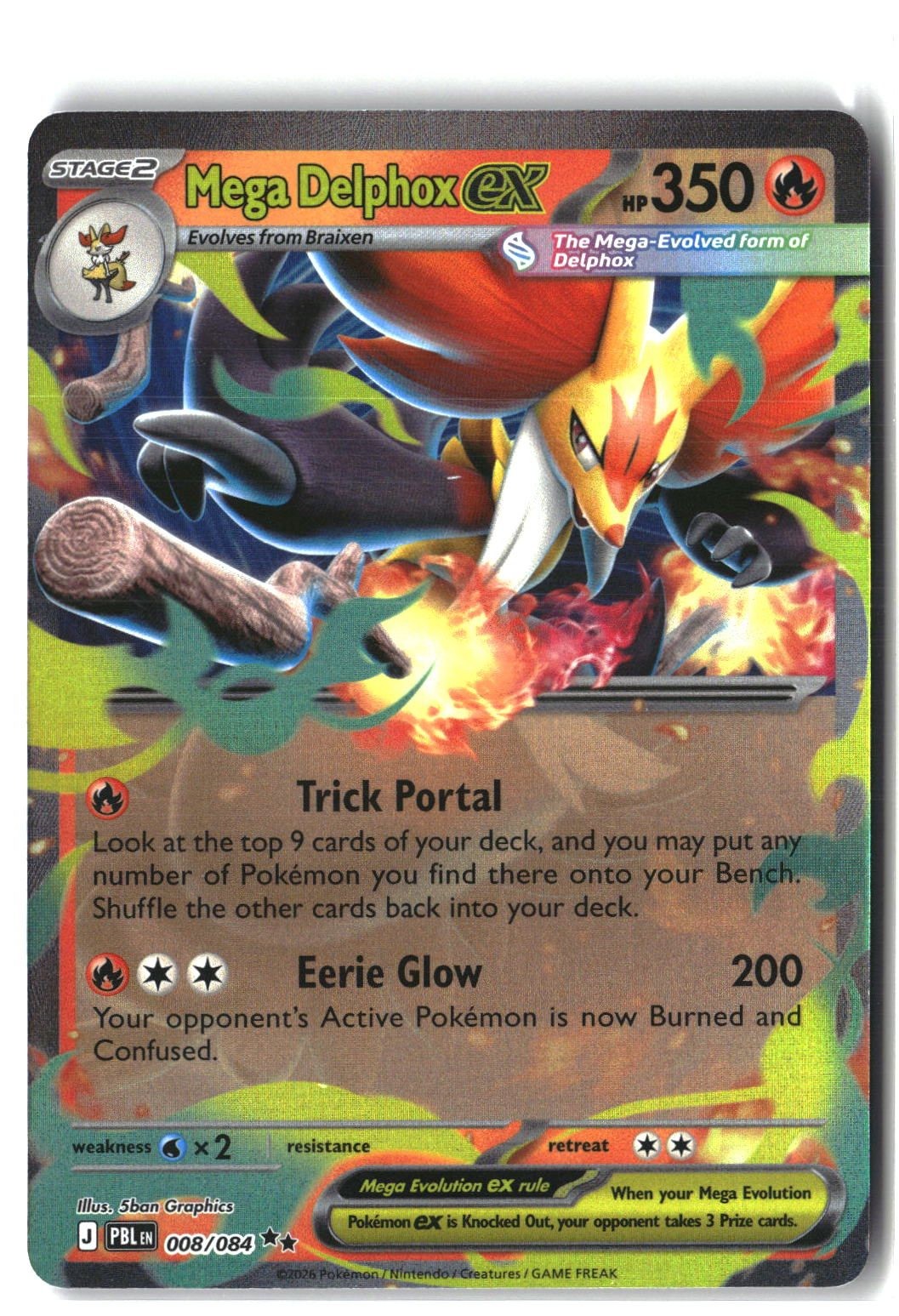 Mega Delphox ex Holofoil NM (Pitch Black 008/084)