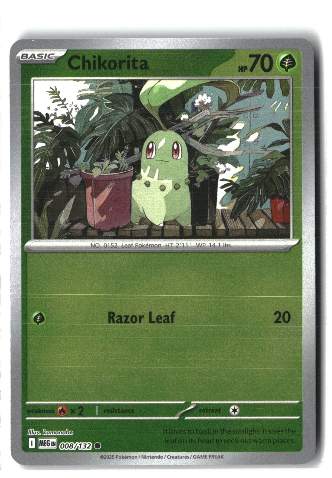 Chikorita Reverse Holofoil NM (Mega Evolution 008/132)