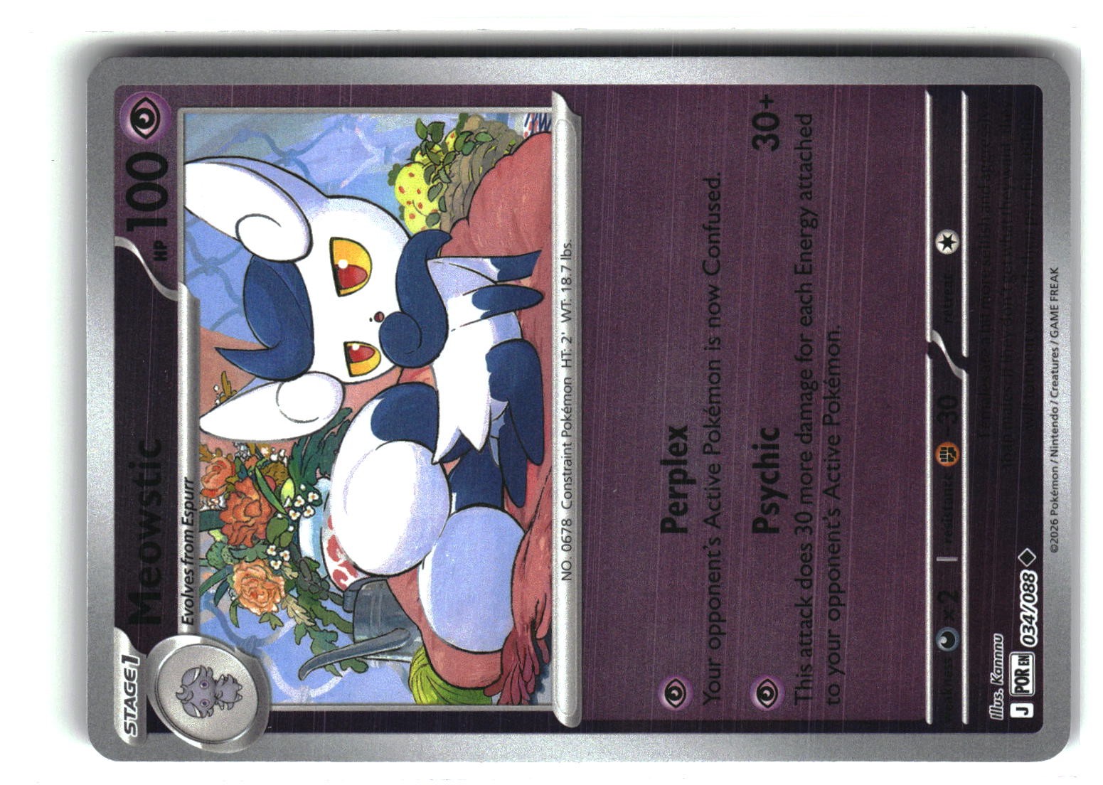 Meowstic Reverse Holofoil NM (Perfect Order 034/088)