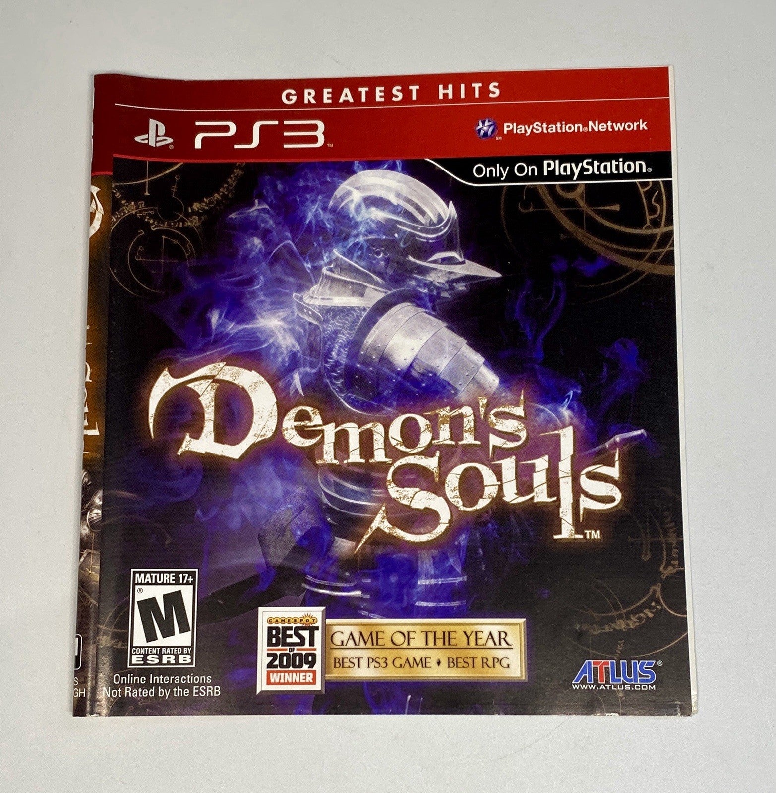 Demon’s Souls Playstation 3 PS3 Manual & Cover Art (Greatest Hits) Only