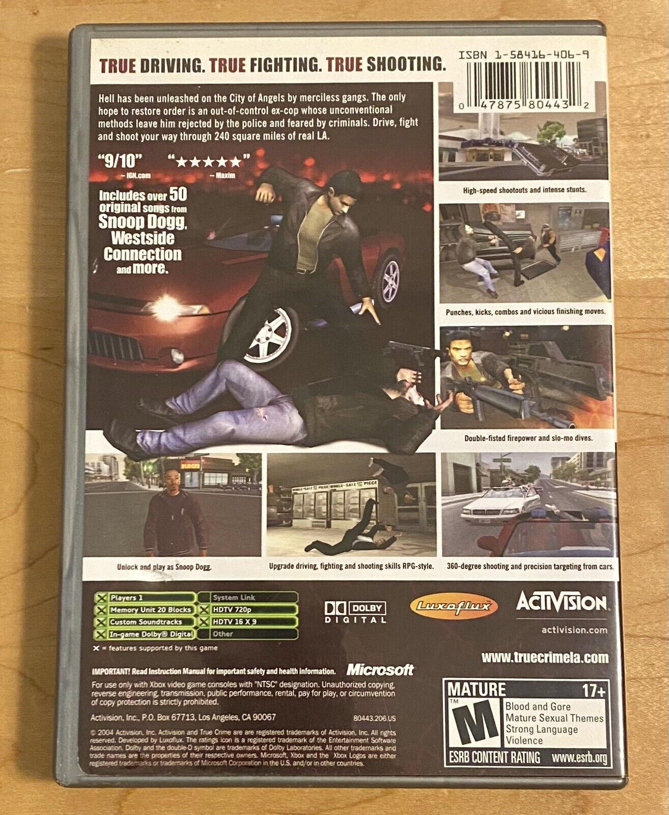 True Crime: Streets of L.A (Microsoft Xbox, 2004) CIB w/ Manual, Tested