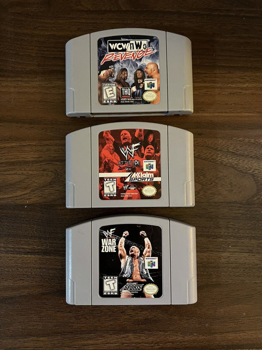 WCW/NWO Revenge, WF Attitude & W War Zone Bundle N64 (Nintendo 64) Tested!