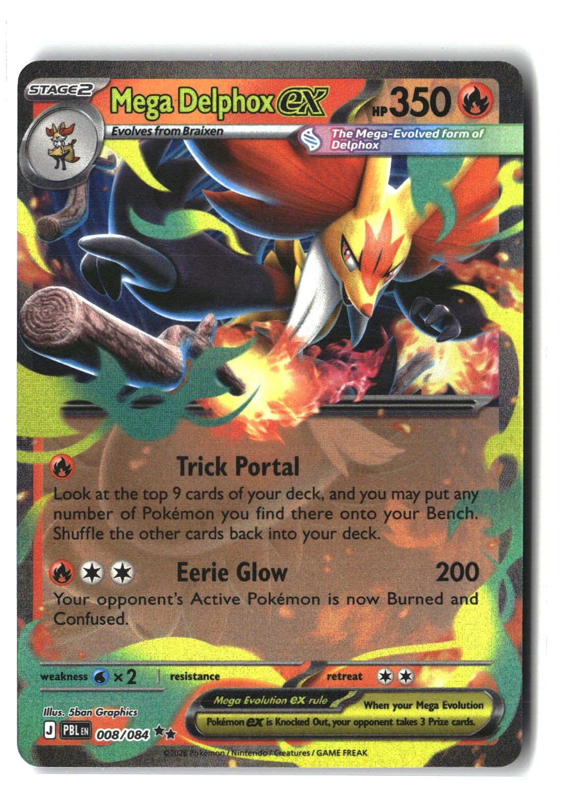 Mega Delphox ex Holofoil NM (Pitch Black 008/084)