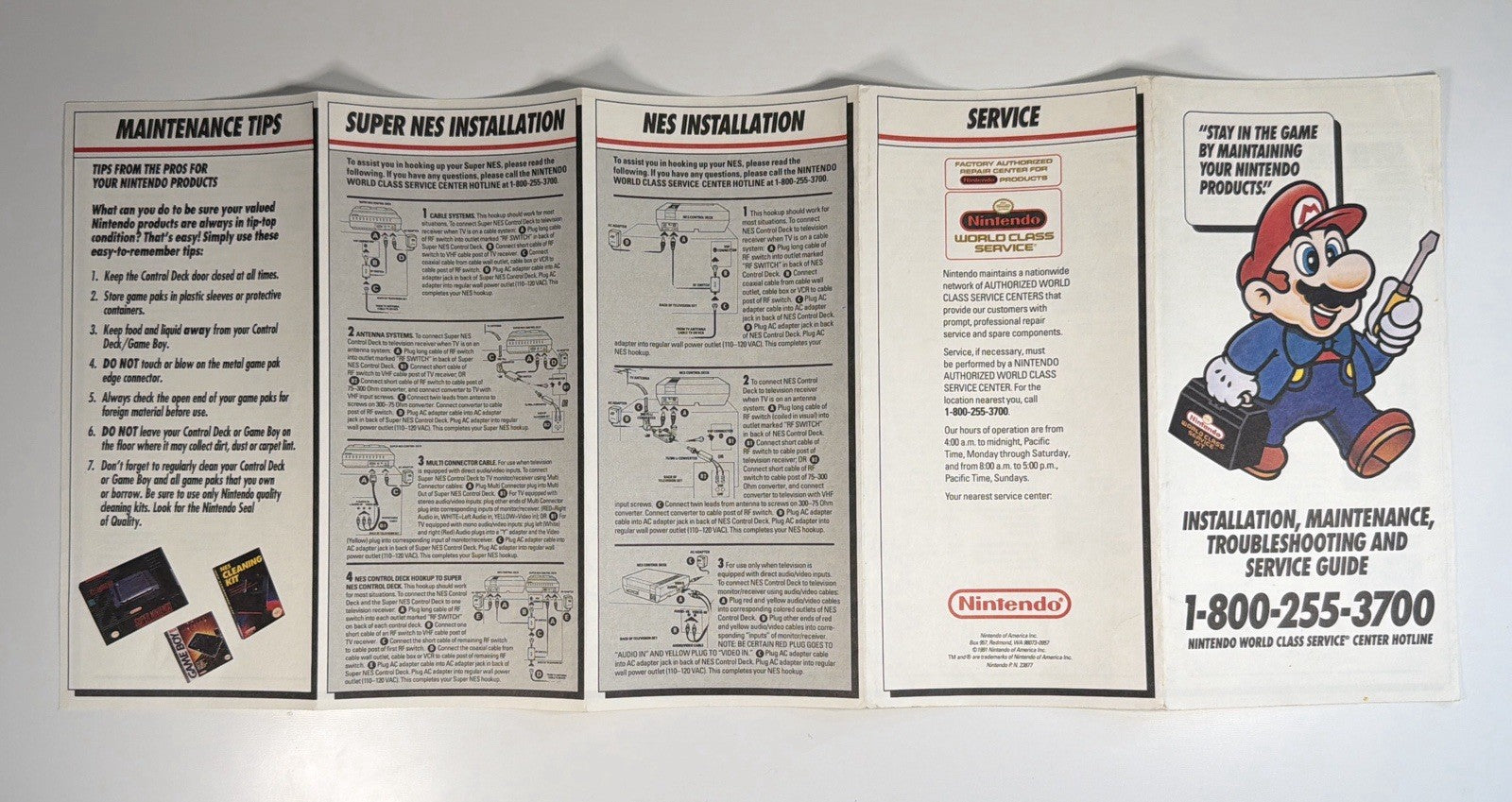 Nintendo NES NWC Service Center Brochure Pamphlet Mario Repair 1991 RARE